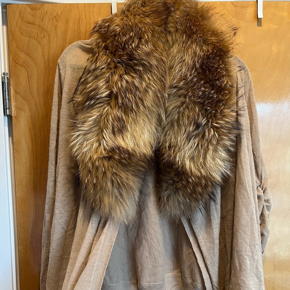 Alice and Olivia Fur Collar Cardigan